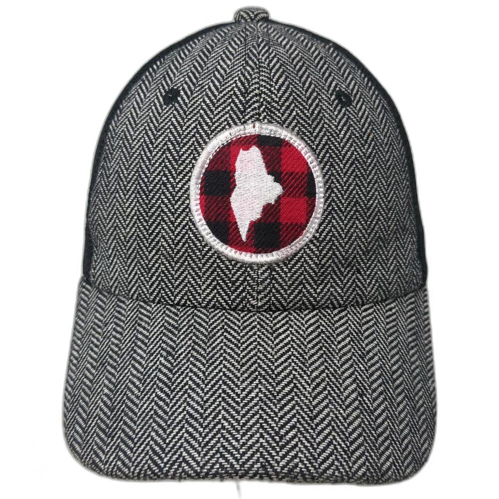 Katydid Gray Baseball Cap One Size Maine State Buffalo Plaid Patch Mesh Hat